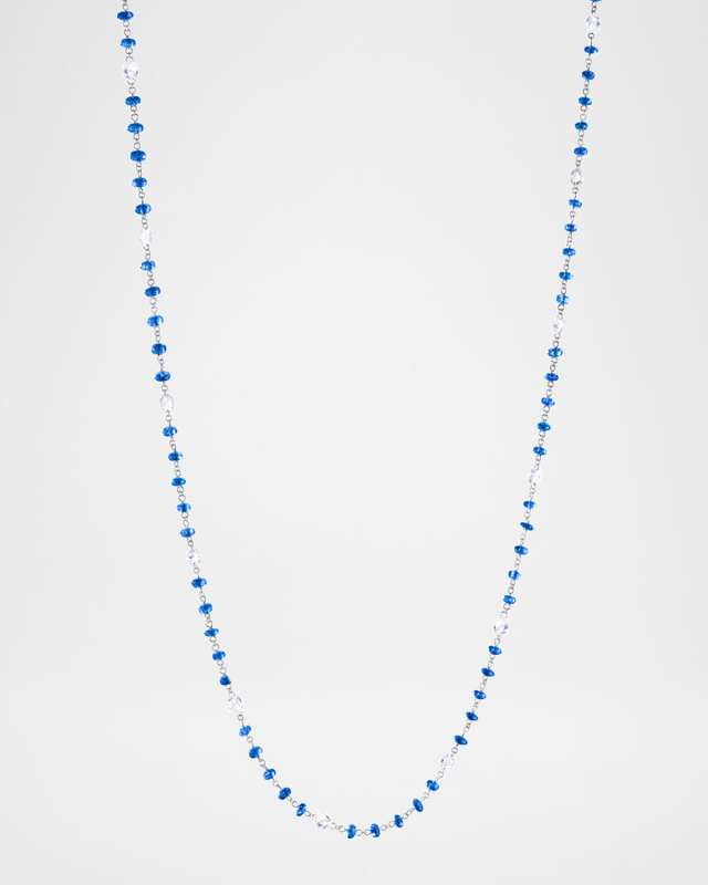 18K White Gold Ethereal Diamond and Blue Sapphire Necklace, 1.60tcw